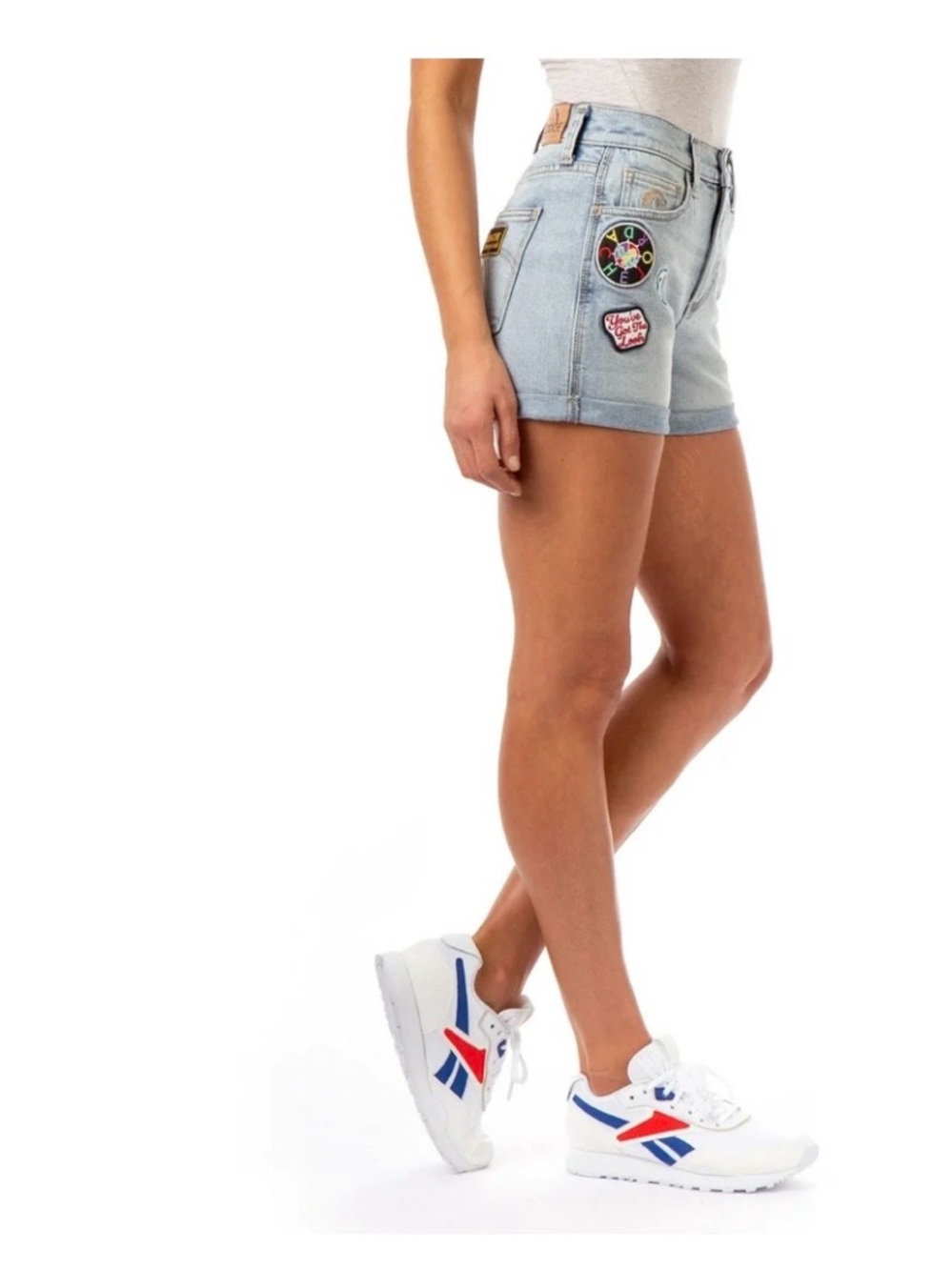 Jordache Vintage patchwork denim shorts.